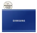 Samsung Portable SSD T7 MU-PC2T0H - SSD - verschlüsselt - 2 TB - extern (tragbar) - PCs, Macs, Android-Geräte, Smart TVs - USB 3.2 Gen 2 (USB-C Steckverbinder) - 256-Bit-AES - Indigo-Blau