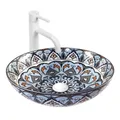 wohnwerk.idee Aufsatzwaschbecken Waschbecken Bunt Rot Blau Vintage Mexikanisch Ornamente Arte