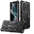 CeeEee Samsung Galaxy S22 Ultra Hülle 2022 360 Grad Outdoor Schutzhülle Case für S22ultra Integrierte Stoßfeste Metall und Silikon Handyhülle - Schwarz