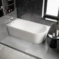Bernstein Halb Freistehende Raumsparbadewanne NORA CORNER Acryl Weiß Matt 170x80 cm Einbau Links