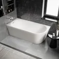 Halb freistehende Badewanne NORA CORNER Acryl Weiß matt 170x80x58cm Einbau li.