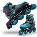 Apollo Inlineskates Champion Verstellbare Inlineskates für Kinder und Erwachsene, Größe 31-42, mit LED Rollen blau S (31-34)