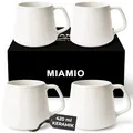 MIAMIO - Kaffeetassen 4er-Set/Kaffeebecher Keramik (420 ml) groß, Tassen Set für Cappuccino, Tee, Espresso - Mikrowellen- und Spülmaschinenfest - Luxe Kollektion (Weiß)