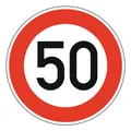 Adco Verkehrszeichen 274-50 Ronde 600 mm 50 km/h RAL-Gütezeichen Folie RA1