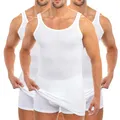 HERMKO 3007 3er Pack extralanges Herren Unterhemd (+10 cm) Tank Top aus 100% Bio-Baumwolle, Größe:D 5 = EU M, Farbe:weiß