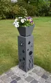 Pflanzsäule Stahl 82cm Grau witterungsbeständig Dekosäule Säule Blumenmotiv