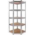 Arebos Eckregal Schwerlastregal Steckregal 875kg | Einfache Montage durch Stecksystem | 180 x 70 x 70 cm | 5 Böden aus MDF | bis zu 175 kg pro Regalboden | Verzinkt