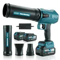 Akku Laubbläser Kompatibel mit Makita 18V Akku,52.000 U/Min Bürstenloser Motor mit 2x4.0Ah Akkus,80m/s Windgeschwindigkeit,3 DüSen,Tragbarer Laubbläser zum Entfernen von Laub, Staub & Schnee