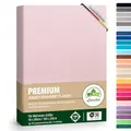 Premium Spannbettlaken, extra schwer und dick, 97% Mako-Jersey-Baumwolle und 3% Elasthan, auch Boxspringbett geeignet, 90 x 200-100 x 220 cm, Rosa