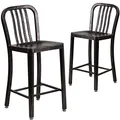 Flash Furniture Stuhl für den Außenbereich, verzinkter Stahl, Schwarz/Antikgold, 48,3 x 40 x 92,1 cm