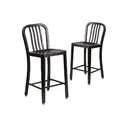 2 Set Barhocker Stuhl für den Außenbereich Innen verzinkter Stahl Barstuhl
