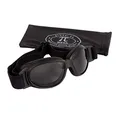PiWear® Black Hills kleine Motorradbrille Chopper Brille für Motorrad Helm winddicht rutschfest gepolstert beschlagfrei dunkel getönt