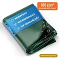 NEMAXX® Abdeckplane wasserdicht 300x400 cm – PVC Gewebeplane 650 g/m2, UV-beständig, winterfest, mit Ösen – für Holz, Garten, Dach & Bau ... - Grün