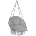 Tectake Hängesessel Samira Mit Dickem Sitzkissen Stabile Halteseile  81 x 80 x 139 cm Grau