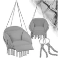 tectake® Hängesessel, Hängeschaukel mit dicken Kissen & Quasten, Boho Hängekorb Ø 80 cm, Hängesessel mit Gestell für Garten, Balkon und Wohnzimmer, Nestschaukel Outdoor & Indoor, Gartenstuhl - grau