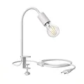 ledscom.de E27 Klemmleuchte LELE mit Schwanenhals, weiß inkl. E27 LED 3-Stufen dimmbar weiß 6,9W 1020lm