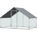 PawHut Hühnerstall Stahl Kunststoff Silber Grau 300L x 200B x 200H cm