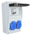 RoadEu - Stromverteiler 230V, 2x Schuko Steckdose - Leuchtmelder Signalleuchte LED Rot, Steckdosenverteiler mit 1x Leistungsschalter C16A. Baustromverteiler IP54