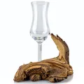 Schnapsglas / Grappaglas edel auf einer Wurzel aus echtem Holz. UNIKAT Rum Daily