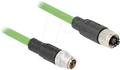 DELOCK 80431 - M12 Kabel, X-kodiert, 8 Pin Stecker / Buchse, 1 m