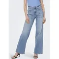 ONLY High-waist-Jeans ONLMADISON – High Waist Jeans mit weitem Bein für Komfort Abriebeffekte, casual, weit, Denim/Jeans, Eingrifftaschen blau M (38)