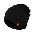 menique 100% Merinowolle Beanie Mütze Damen – Laufmütze Herren, Thermo Wintermütze, Weiche Atmungsaktive Merino Mütze Dünn, Leichte Funktionsmütze für Skifahren, Joggen, Radfahren, Schwarz
