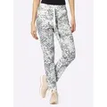 Webhose HEINE, Damen, Gr. 38, Normalgrößen, grau (hellgrau, weiß, bedruckt), 65% Baumwolle, 32% Polyester, 3% Elasthan, gemustert, 7/8-Länge, Hosen