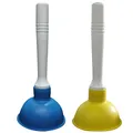 Condello Casa Pömpel Saugglocke Abfluss Kolben Büster WC Stößel Rohrreiniger Abflussreiniger Ausgussreiniger Pümpel Sauger Stampfer Bagger Reiniger für Bad Küche Waschbecken Dusche Toilette, Blau+Gelb