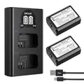 ENEGON NP-FW50 Akku (2-Pack | 1300mAh) und LCD Dual USB Ladegerät für Sony ZV-E10, A6000, A6300, A6400, A6500, A7, A7II, A7RII, A7SII, A7S, A7R, A7RII, A55, A5100, RX10 - Zubehör Kit