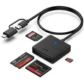 BENFEI 4 in 1 USB USB-C auf SD Micro SD MS CF Kartenleser, Speicherkartenleser,