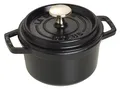STAUB Cocotte, Gusseisen Bräter mit Deckel, Rund, 14 cm, 0,8 L, Alle Herdarten inkl Induktion, Made in France, Schwarz