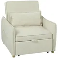 Homcom Schlafsessel, Creme, Holz, Eukalyptusholz, 1-Sitzer, Füllung: Polyester, 84x87x88 cm, Wohnzimmer, Sessel, Schlafsessel