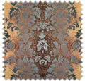 Heiro Stoff Samt Velours Möbelstoff Ornament Dubai Gold Blau mit Fleckschutz, Polsterstoff Meterware - Breite:138 cm