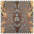 Samt Velours Möbelstoff Ornament Dubai Gold Blau mit Fleckschutz