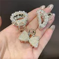 Prosy Weiße Perlen-Haarspangen, Haarklammern, Schleife, Haarklammer, rutschfeste Clips, Styling-Haarschmuck für Damen und Mädchen, 3 Stück