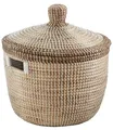 Kobolo Schlangenkorb TAIPAN aus Seegras | Ø 42 cm, H 45 cm | handgeflochtener Aufbewahrungskorb mit Deckel in beige | Wäschekorb | Deko Korb | aus Naturmaterial für Wäsche, Spielzeug & Zeitschriften