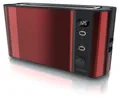 Arendo Toaster, 1 langer Schlitz, für 2 Scheiben, 1000 W, Langschlitz, Brötchenaufsatz, Wärmeisolierendes Gehäuse, Display, rot