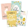 itenga 24 x Geschenkekärtchen Frohe Ostern im Visitenkartenformat Mini Osterkarte pastell 4 Motive Geschenkanhänger für kurze Texte Namensschild