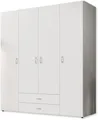 Stella Trading BASE Zeitloser Kleiderschrank in drei verschiedenen Größen - Vielseitiger Drehtürenschrank in Weiß - 160 x 177 x 52 cm (B/H/T)