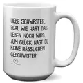 22Feels Tasse Schwester Geschenk Geburtstag Weihnachten Geschwister Mädchen Frauen, Keramik, XL, Made In Germany, Spülmaschinenfest weiß