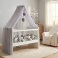 Baby Fancyroom Betthimmel für Babybett, Prinzessib Babywiege, Moskitonetz, Beistellbett Himmel, Babyzimmer Deko, Baldachin Kinderzimmer aus Premium Tüll (Hellgrau)