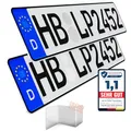 L & P Car Design KFZ Kennzeichen Auto Nummernschild 2 Stück 520mm x 110mm Wunschkennzeichen DIN Autokennzeichen Fahrradträger Anhänger LKW Wunschprägung amtliches Autoschild (2 Stück) 52cm x 11cm