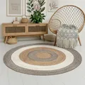 MY-RUG Jute Teppich rund 200 cm | Sisal-Teppich Wohnzimmer | handgemachter Juteteppich | flach gewebter Sisalteppich | Wohnzimmerteppich in Sisal-Optik nachhaltig aus Naturfaser | beige grau anthrazit