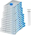 Amazon Basics Vakuumbeutel für Kleidung mit Luftdichtem Ventil und Handpumpe - 2 x X-Jumbo, 5 x Jumbo, 4 x Groß, 4 x Mittelgroß, 15er-Pack, 15 stück, 1er-Pack, Reißverschluss, Transparent