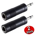 2x Adapter - 3.5mm Stecker 6.35 mm Buchse Mono Kopfhörer kleine auf große Klinke