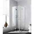 Kermi Liga Eckeinstiegshälfte Pendel-Falttür LI2CL080181AK 80x185cm, silber mattglanz, ESG klar, links, auf Duschwanne