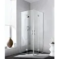 Kermi Liga Eckeinstiegshälfte Pendel-Falttür LI2CL080181AK 80x185cm, silber mattglanz, ESG klar, links, auf Duschwanne