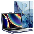Fintie Hülle Kompatibel mit MacBook Air 13.6 (2024-2022 M3 M2), MacBook Air 13 (2020-2018 M1) / Pro 13 (2022-2016 M2 M1), Folio Book Schutzhülle mit Dokumentschlitze, Ozean Marmor