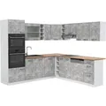 Vicco R-Line Eckküche Beton/Weiß 237 x 247 cm AP Eiche ohne E-Geräte