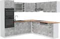 Eckküche Vicco R-Line Beton 247 x 60 cm , AP Eiche, Model 42533